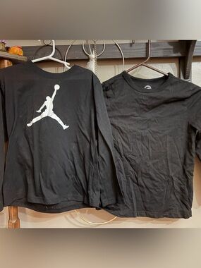 Jordan Kids Black Long Sleeve Tee with White Jumpman Logo